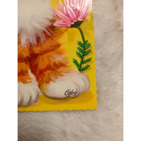 Vintage Coby Greeting Card Large Baby Tiger Get Well  Beautiful Condition Retro - Picture 4 of 6